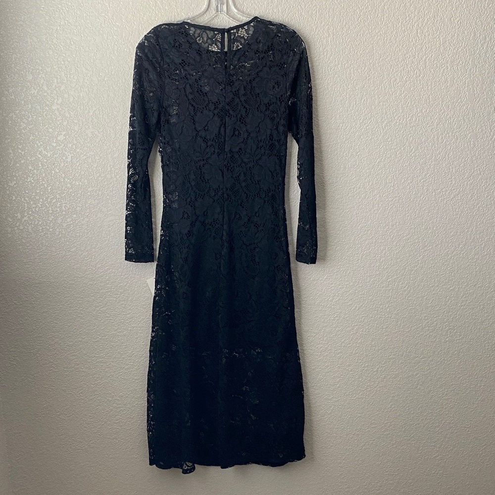 A New Day Black Floral Women's Long Sleeve Midi Lace Dress - (Reduced Price!!!) - Picture 4 of 10
